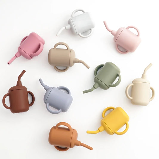 Real Shot 100% Food Safe Silicone Material Straw Cup Baby Learning Cup Foldable Soft Silicone BPA Free Baby Shower Gift 120ML