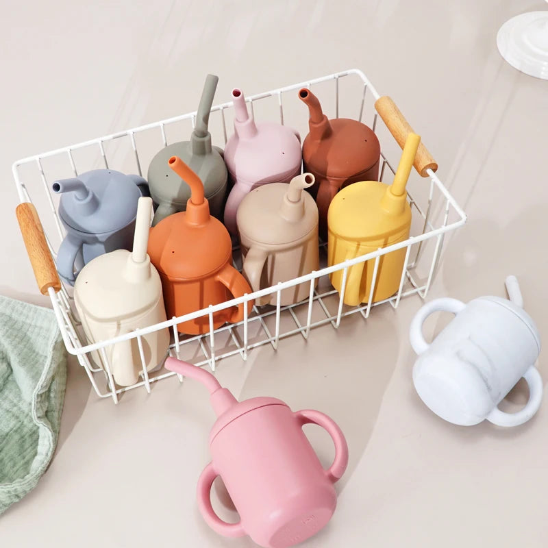 Real Shot 100% Food Safe Silicone Material Straw Cup Baby Learning Cup Foldable Soft Silicone BPA Free Baby Shower Gift 120ML