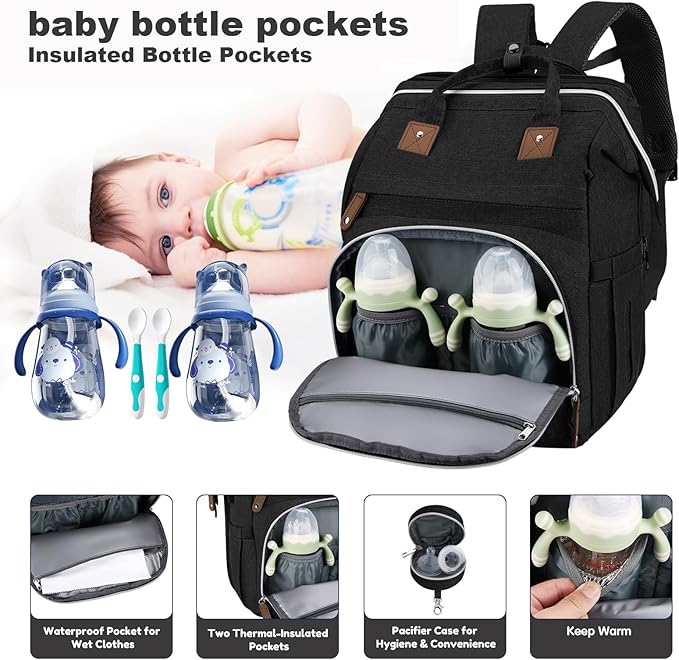 Diaper Bag Backpack,Baby Diaper Bags, Baby Shower Gifts, with Portable Diaper Pad